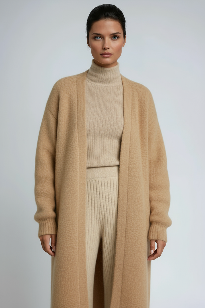 Cardigan lungo da donna aperto sul davanti