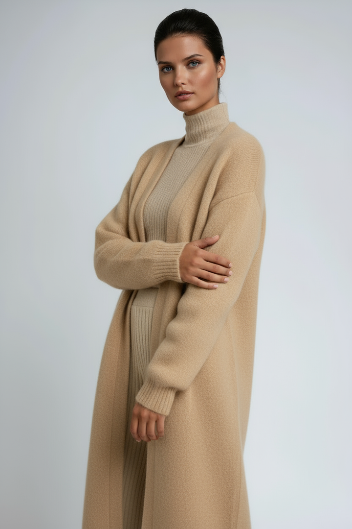 Cardigan lungo da donna aperto sul davanti