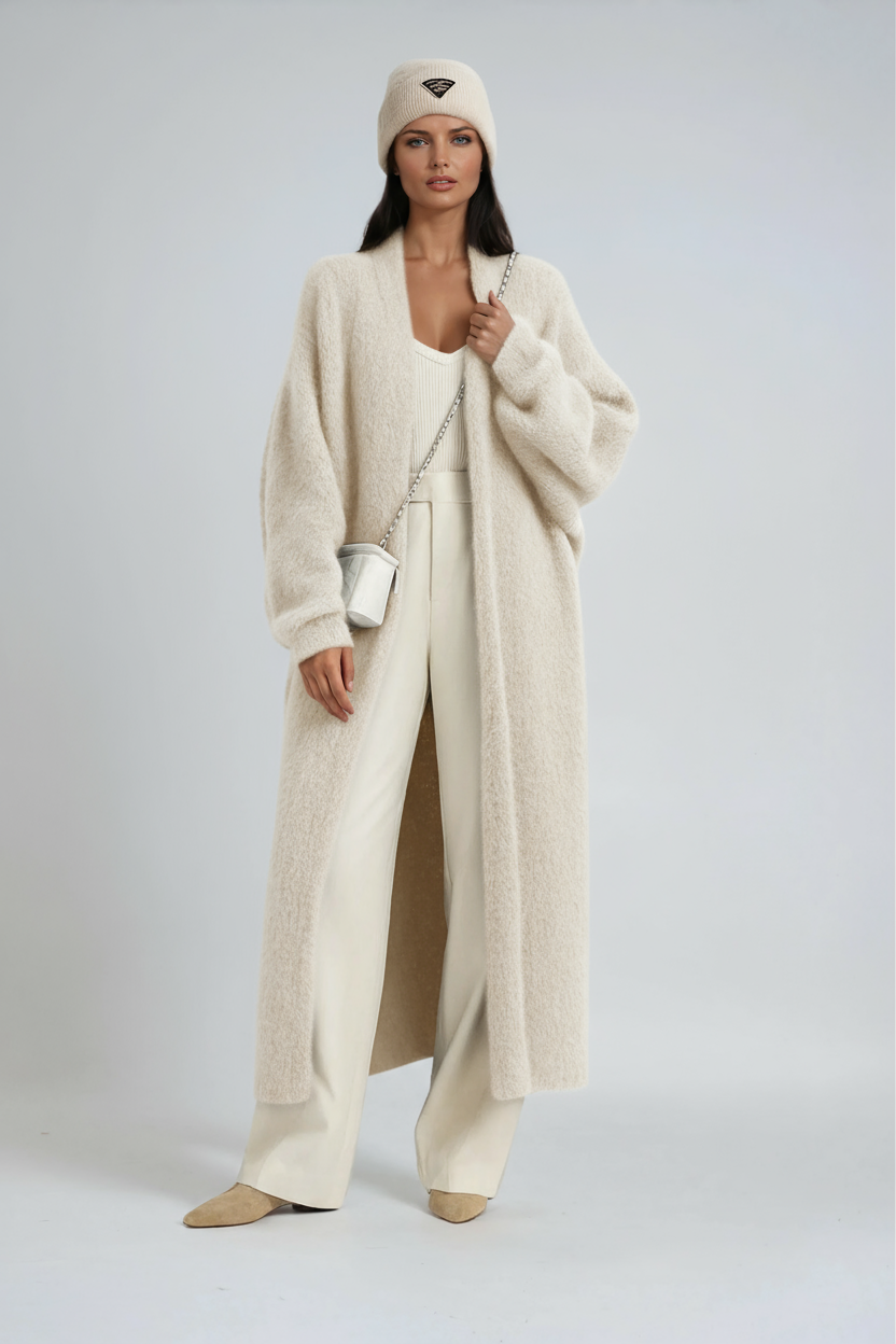 Cardigan lungo da donna aperto sul davanti