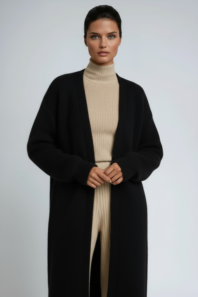 Cardigan lungo da donna aperto sul davanti