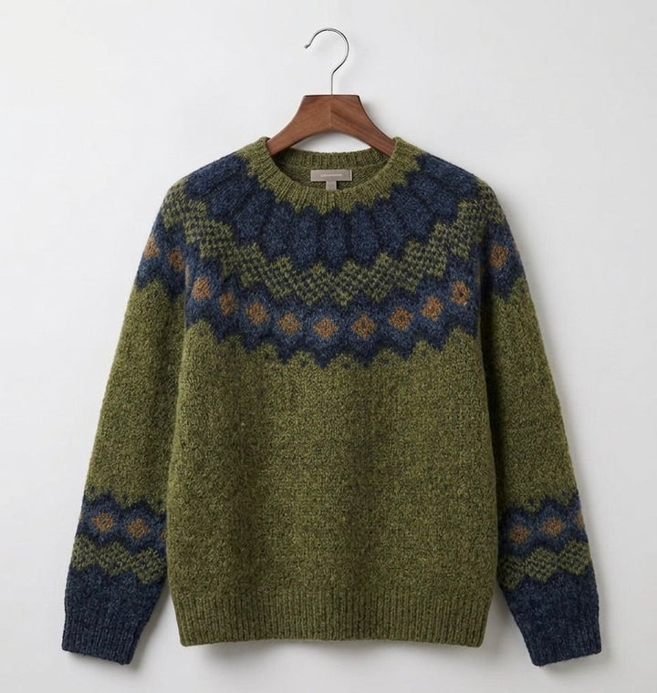 Pull en Maille Fair Isle à Col Rond Pour Femme