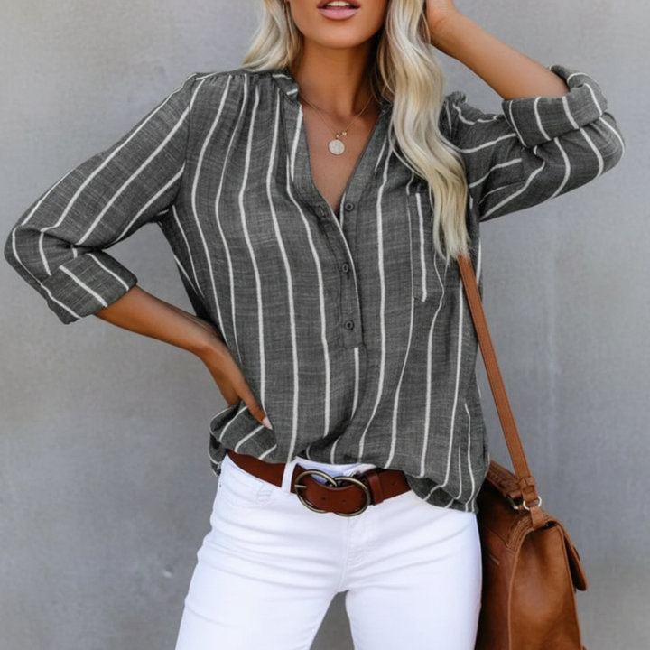 Camicia Donna a Righe Oversize con Taglio Casual