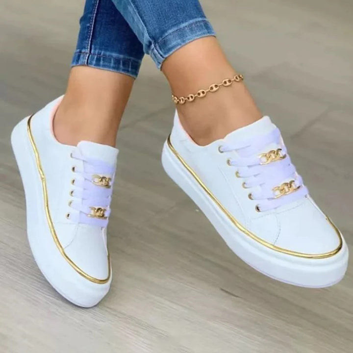 Elegantní dámské tenisky na ploché podrážce se šněrováním, casual chic styl