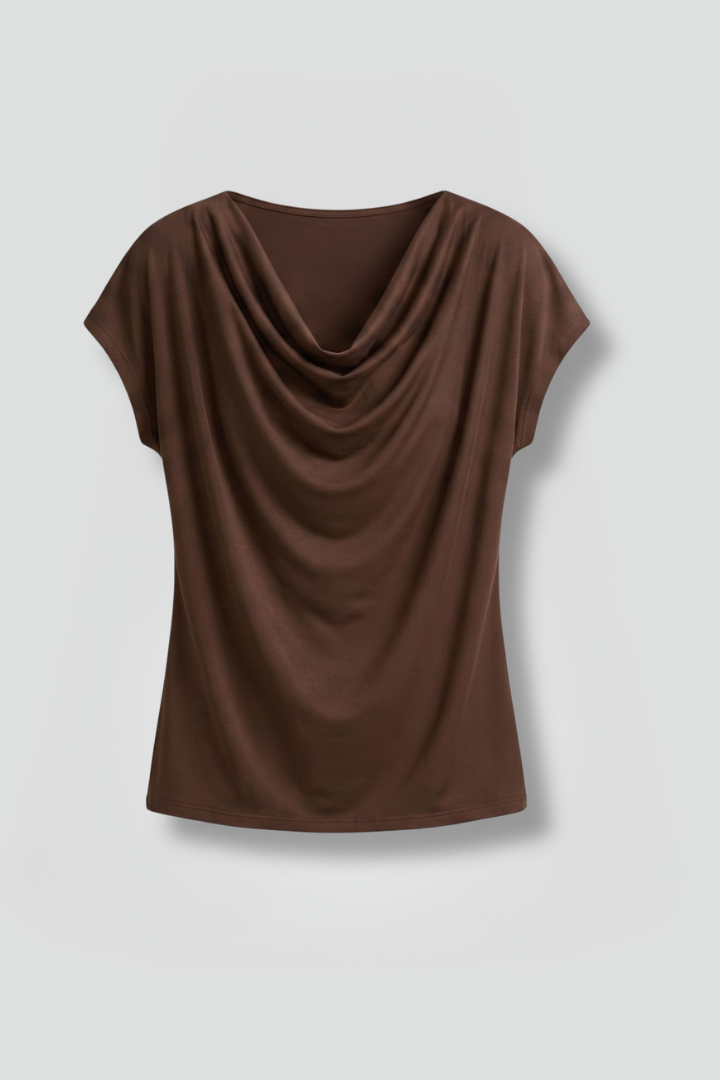 Blouse à Manches Courtes et Col Bénitier Pour Femme