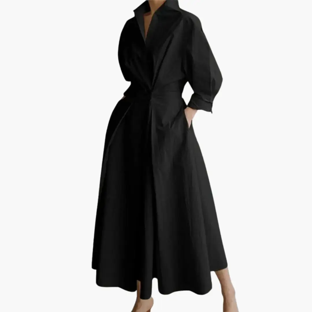 Elegantní midi košilové šaty s výrazným pasem a lehkým materiálem pro ženy