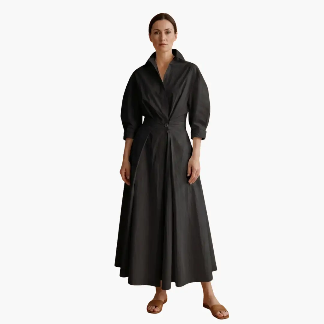 Elegantní midi košilové šaty s výrazným pasem a lehkým materiálem pro ženy