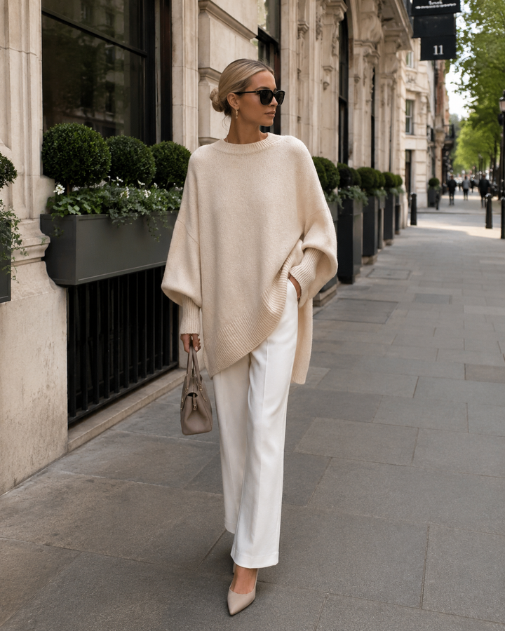Γυναικείο oversized πουλόβερ με μανίκια νυχτερίδας