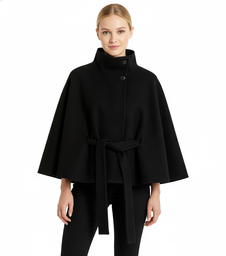 Elegant Women’s Cape Coat with Belt