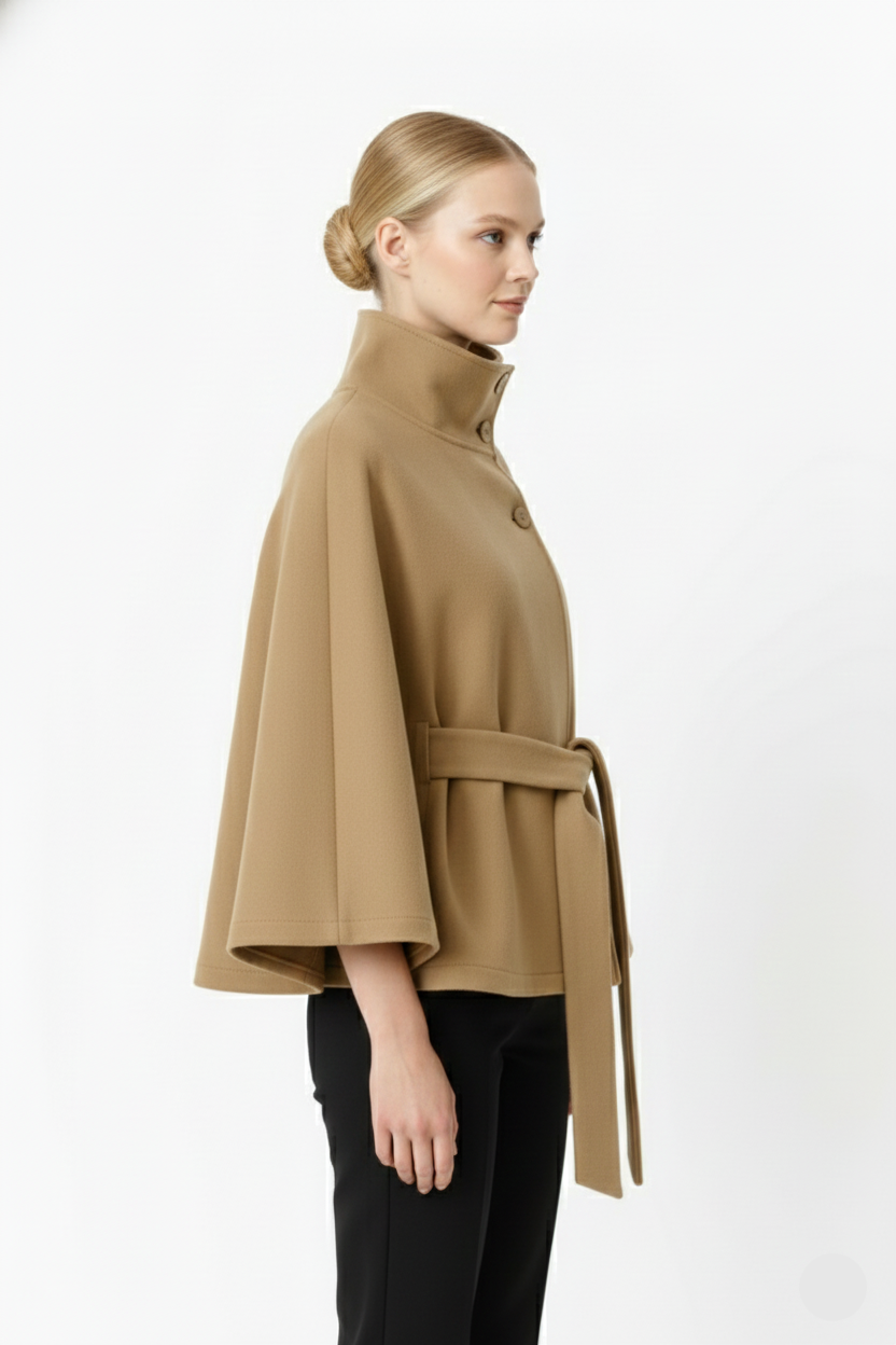Elegant Women’s Cape Coat with Belt