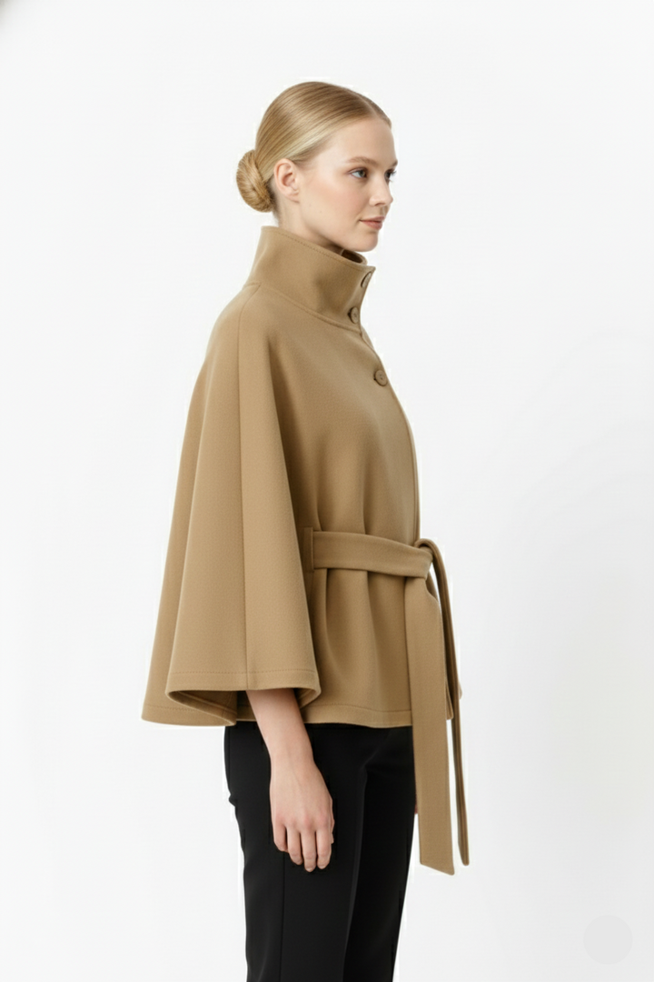 Elegant Women’s Cape Coat with Belt