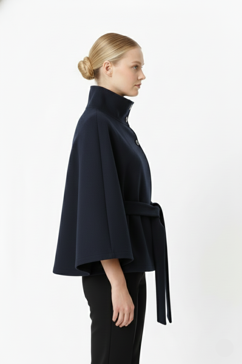 Elegant Women’s Cape Coat with Belt
