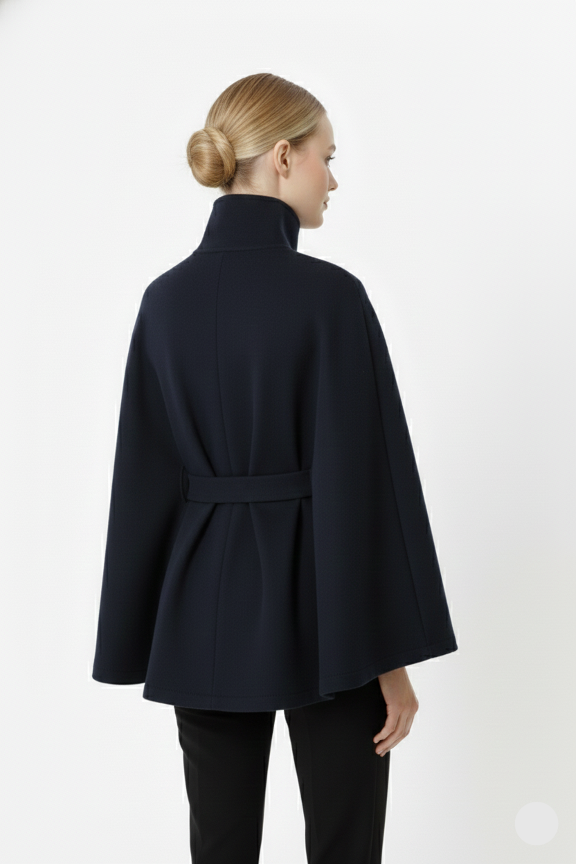 Elegant Women’s Cape Coat with Belt