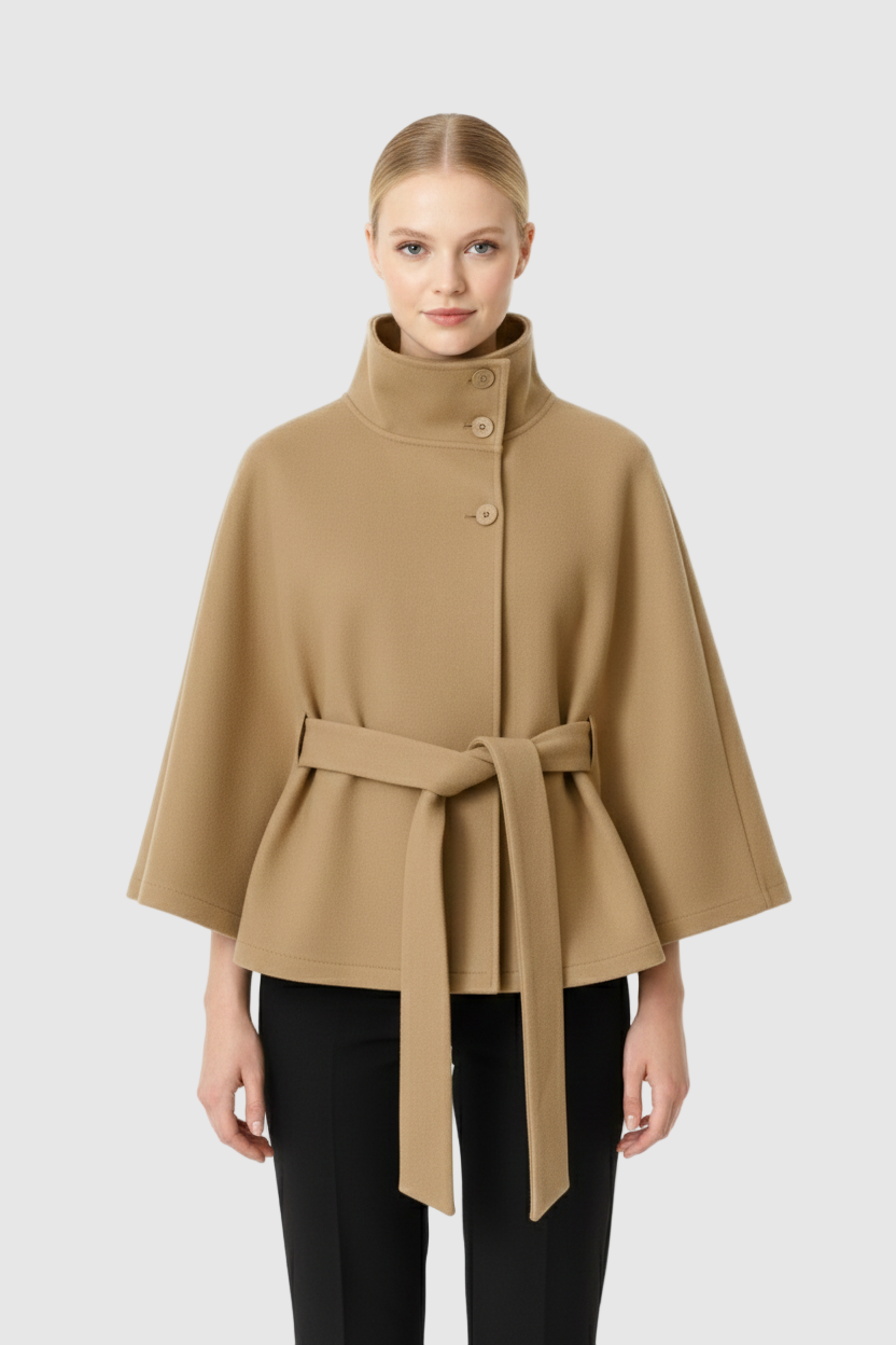 Elegant Women’s Cape Coat with Belt