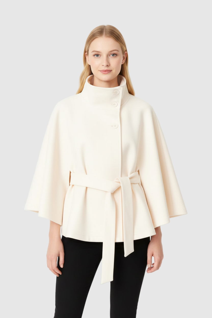 Elegant Women’s Cape Coat with Belt
