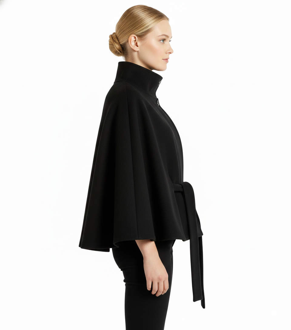Elegant Women’s Cape Coat with Belt