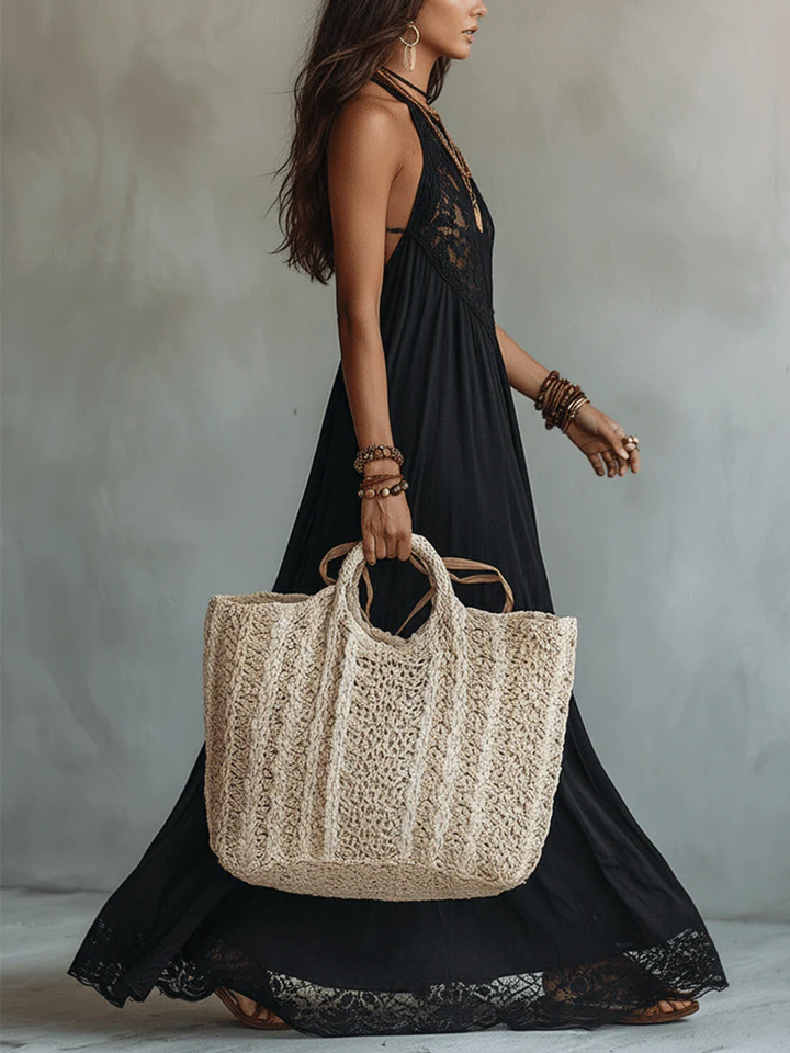 Women's Long Bohemian Lace Dress with Flowing Cut