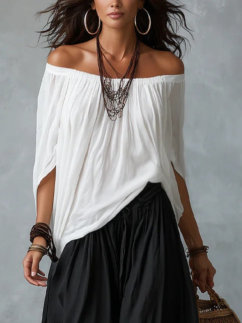 Bohemian Outfit for Women: Loose Top and Wide-Leg Pants