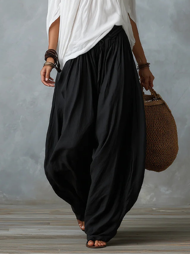 Bohemian Outfit for Women: Loose Top and Wide-Leg Pants