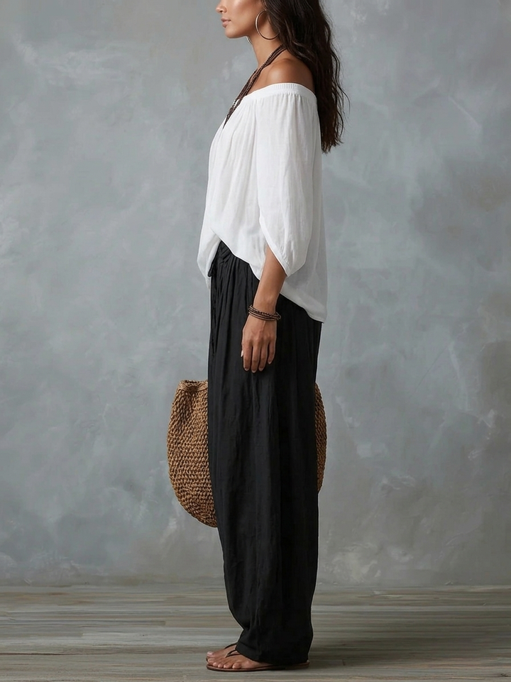Bohemian Outfit for Women: Loose Top and Wide-Leg Pants