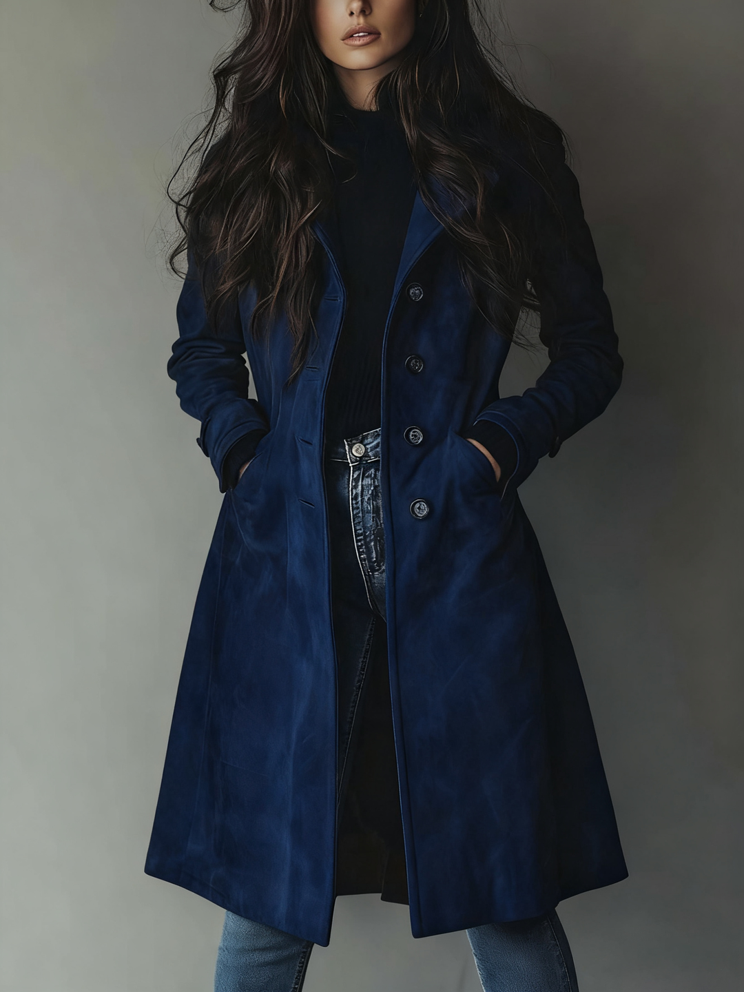 Manteau Long Femme en Boutonnée Style Trench