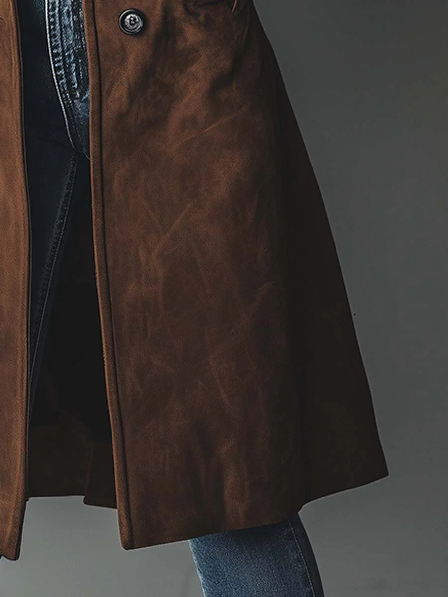 Manteau Long Femme en Boutonnée Style Trench