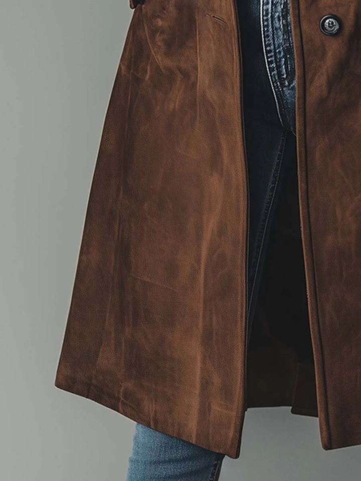 Manteau Long Femme en Boutonnée Style Trench