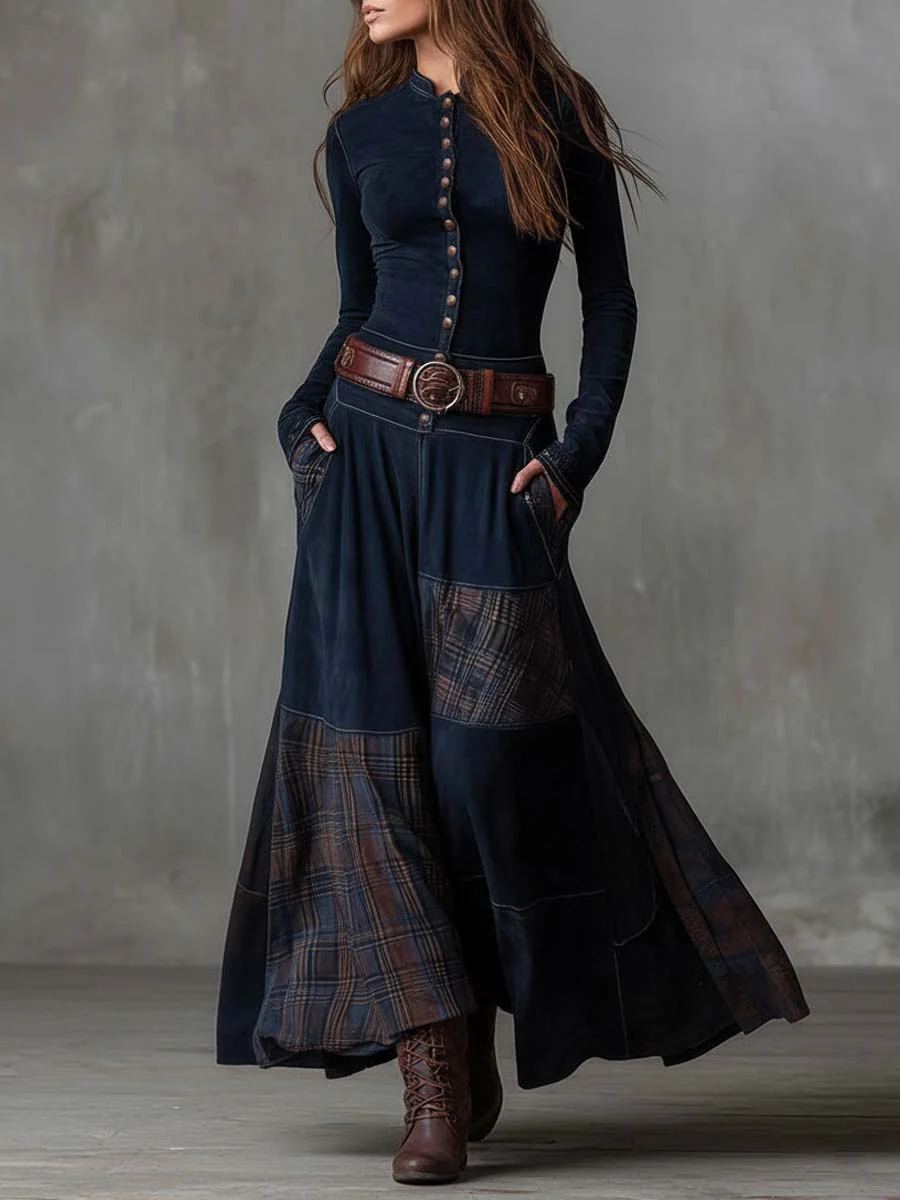 Vestido largo de mujer, de manga larga, estilo bohemio y fluido