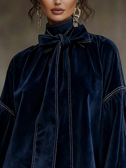 Robe Femme Courte Élégante à Col Lavallière