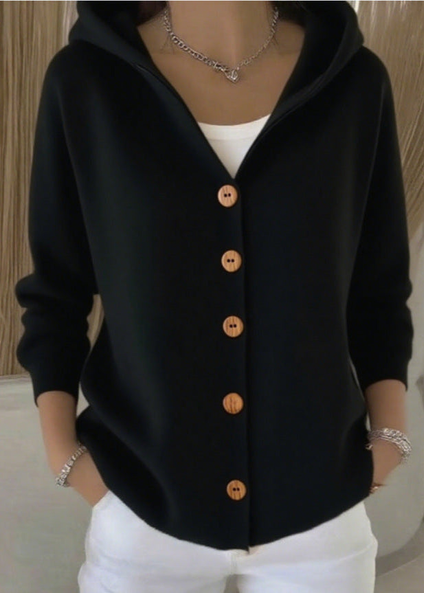 Cardigan Femme à Capuche Boutonné