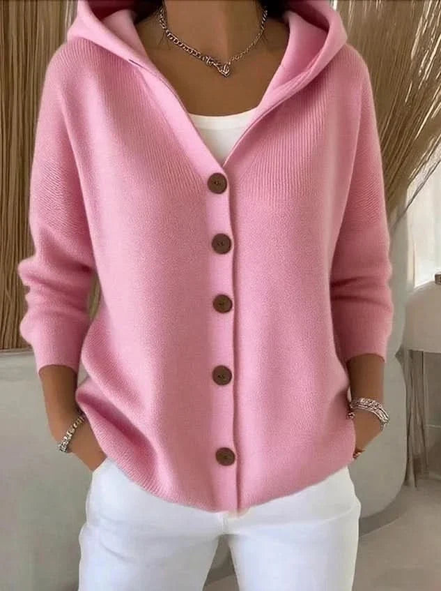 Cardigan Femme à Capuche et Boutons