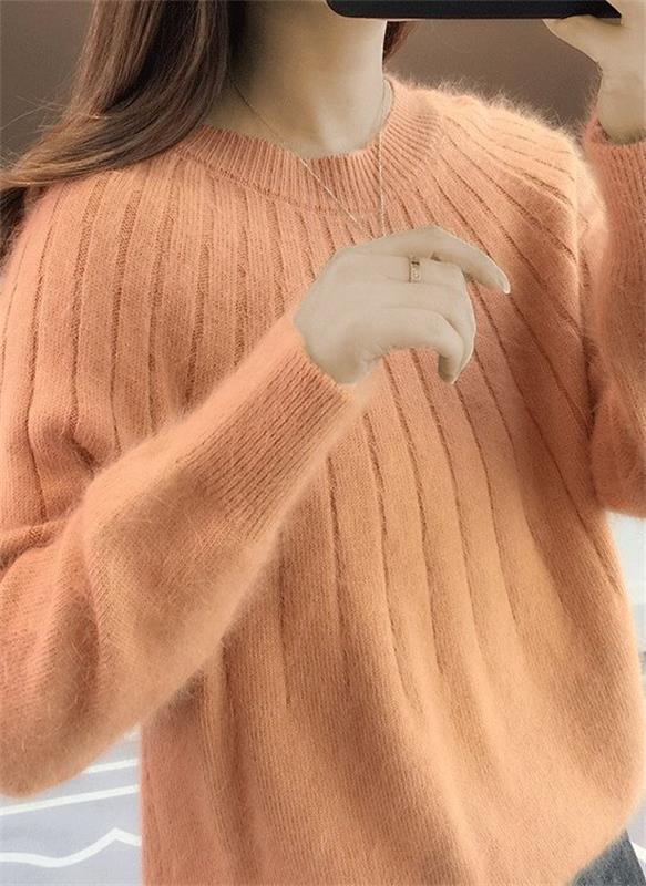 Pull femme en maille côtelée douce à coupe décontractée