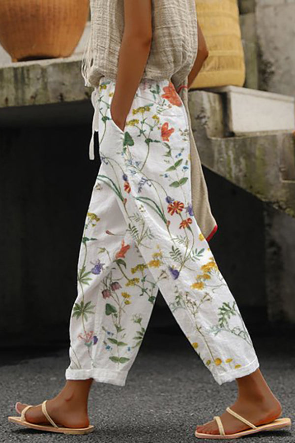 Pantalon Femme Fluide à Motifs Style Coloré