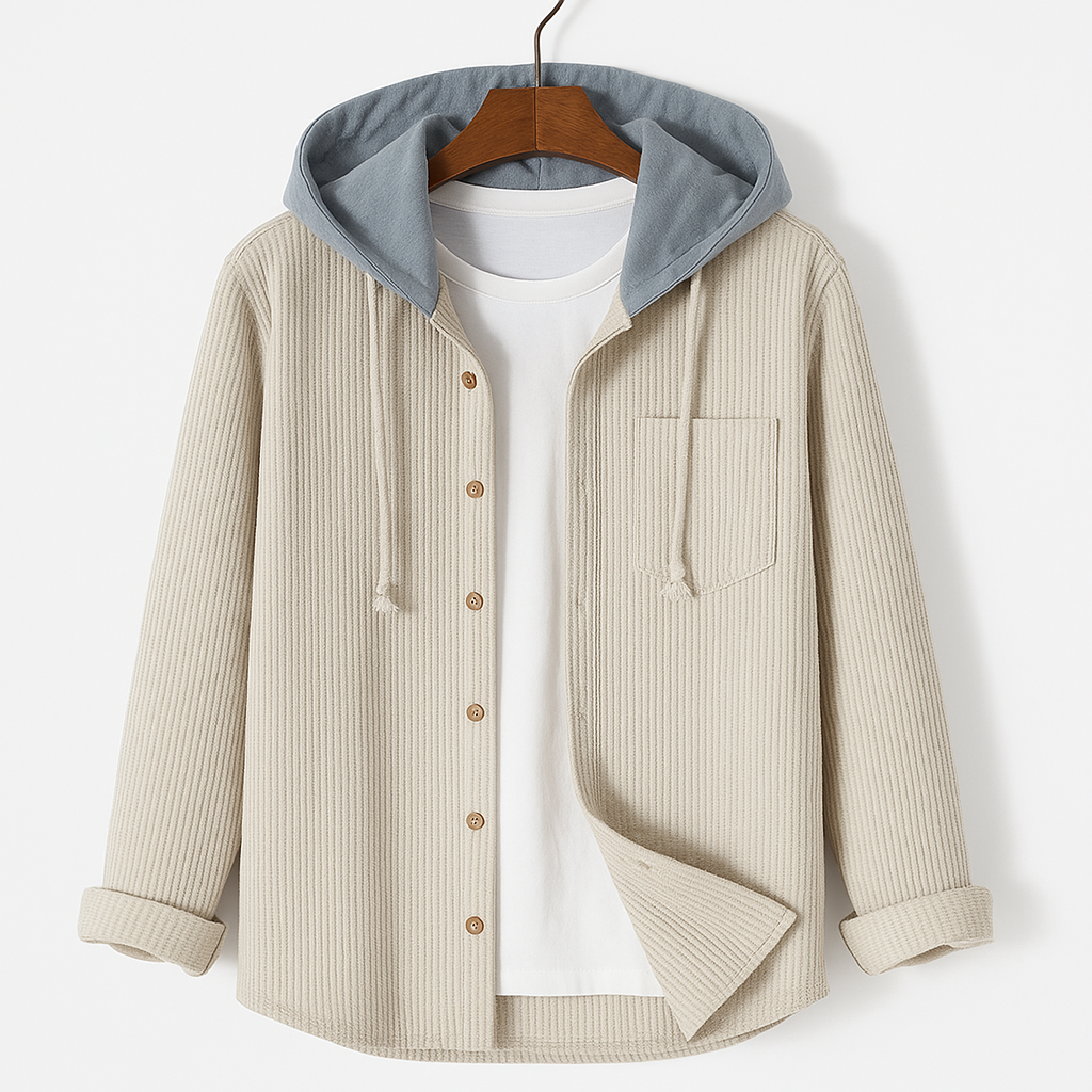 Pullover con cappuccio e bottoni in maglia a coste da donna