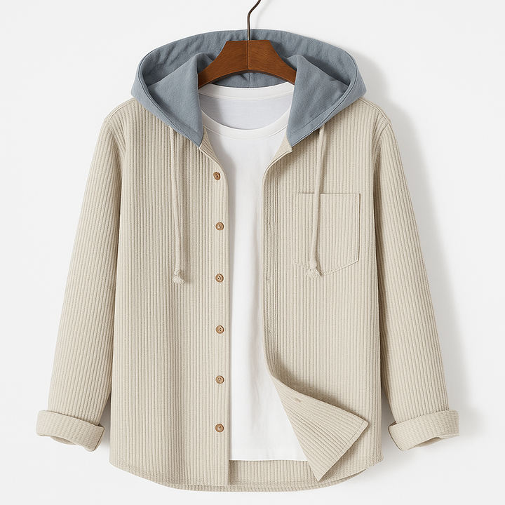 Pullover con cappuccio e bottoni in maglia a coste da donna