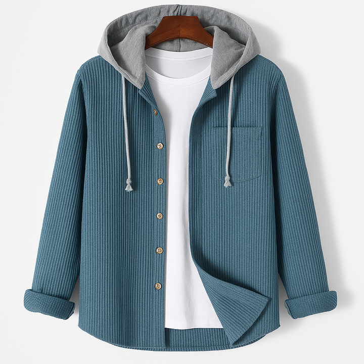 Pullover con cappuccio e bottoni in maglia a coste da donna