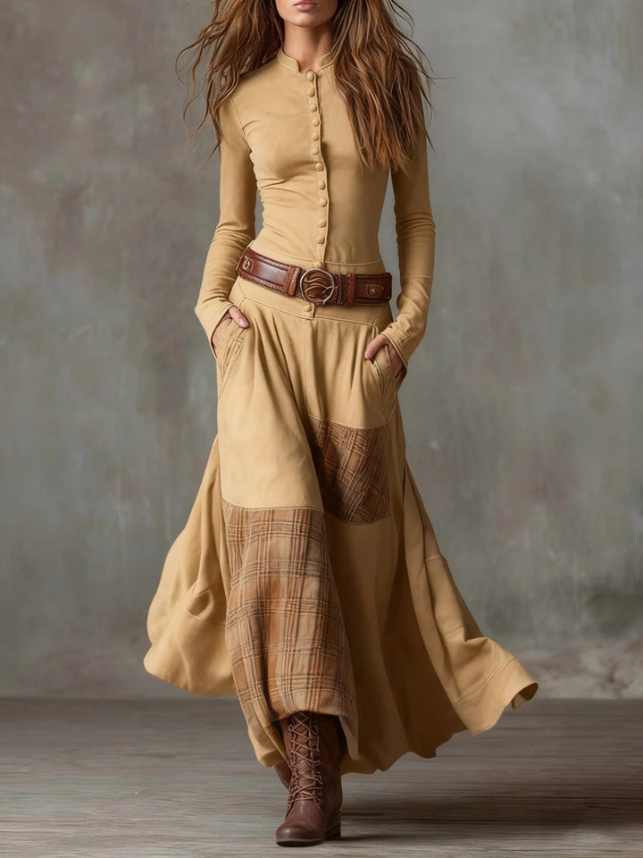 Vestido largo de mujer, de manga larga, estilo bohemio y fluido