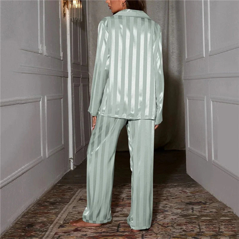 Ensemble Satiné Femme Chemise et Pantalon