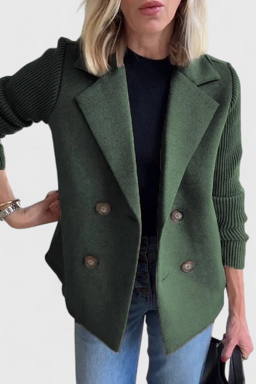 Blazer Femme Maille Croisé Élégant à Double Boutonnage