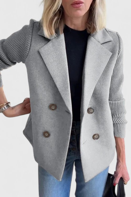 Blazer Femme Maille Croisé Élégant à Double Boutonnage