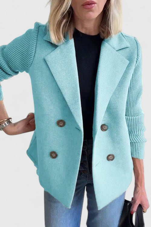 Blazer Femme Maille Croisé Élégant à Double Boutonnage