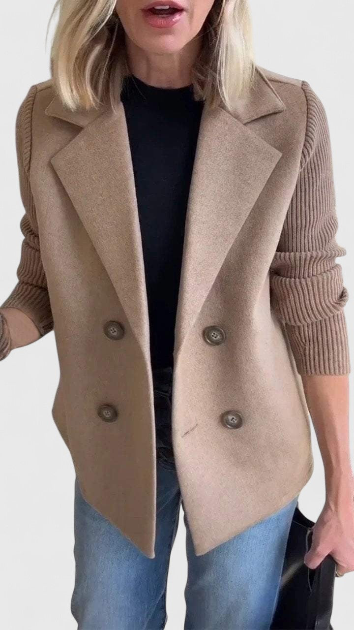 Blazer Femme Maille Croisé Élégant à Double Boutonnage