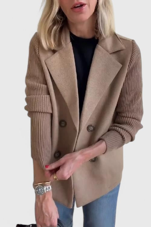 Blazer Femme Maille Croisé Élégant à Double Boutonnage