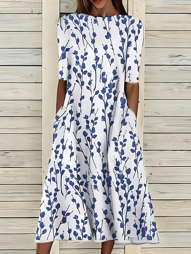 Coastal Flower Midi Dress for Women