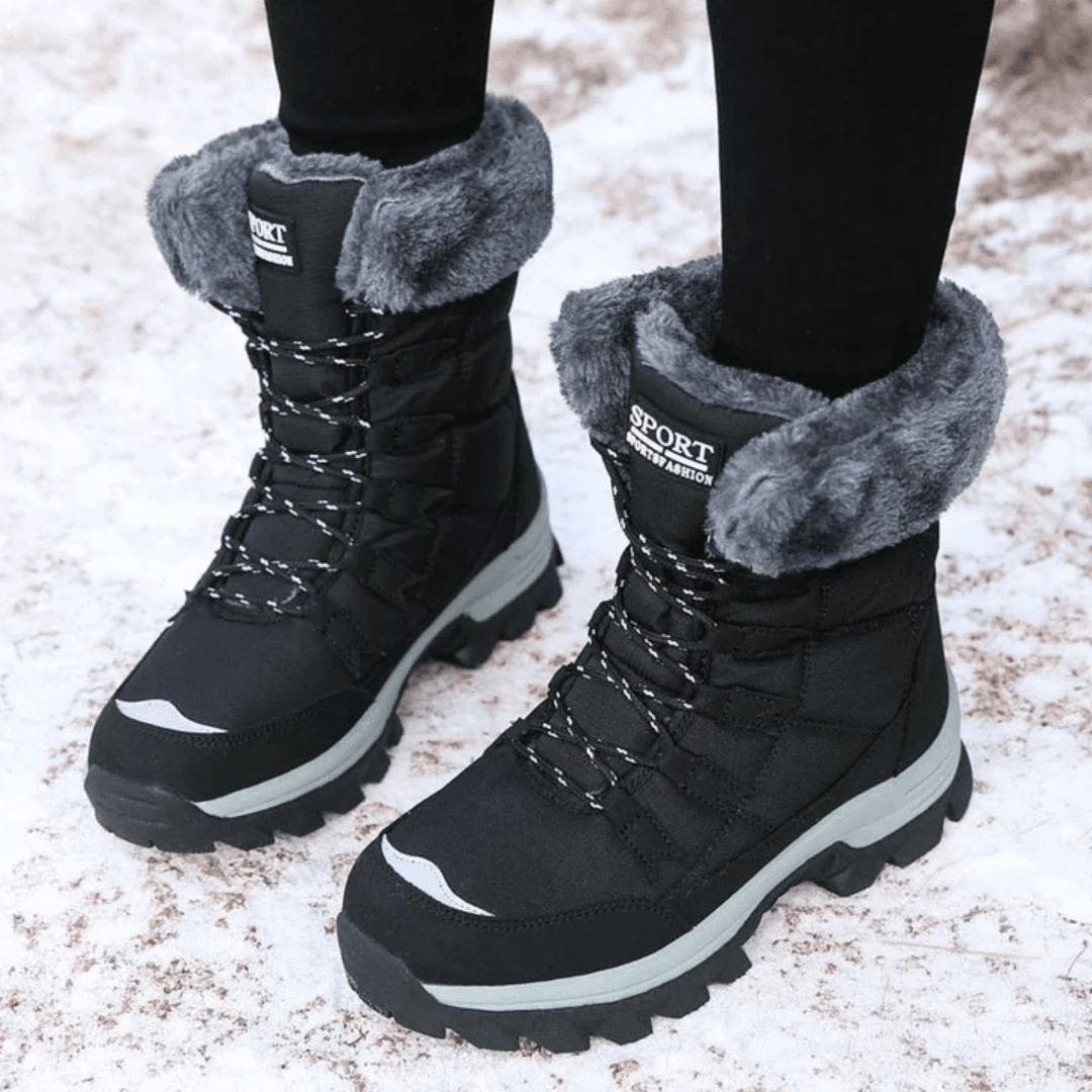 Dámské zimní šněrovací kozačky do půli lýtek
