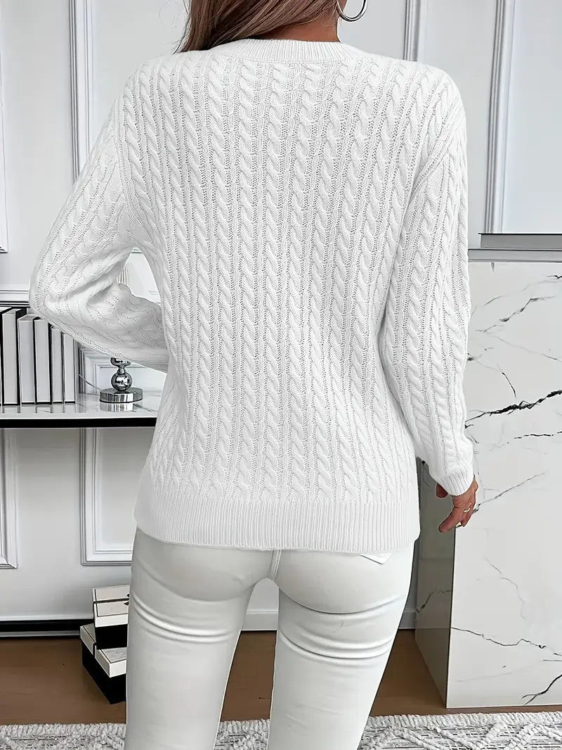 Women’s Cable-Knit Crew-Neck Sweater