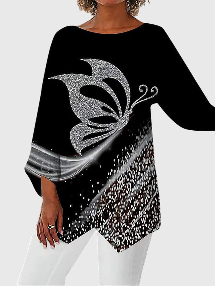 Túnica de mujer estampada y de corte asimétrico