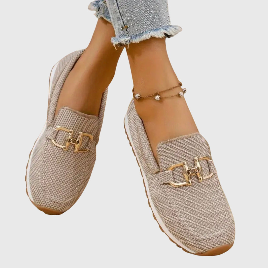 Mocassins Décontractés à Enfiler Pour Femme Avec Détail de Boucle Dorée
