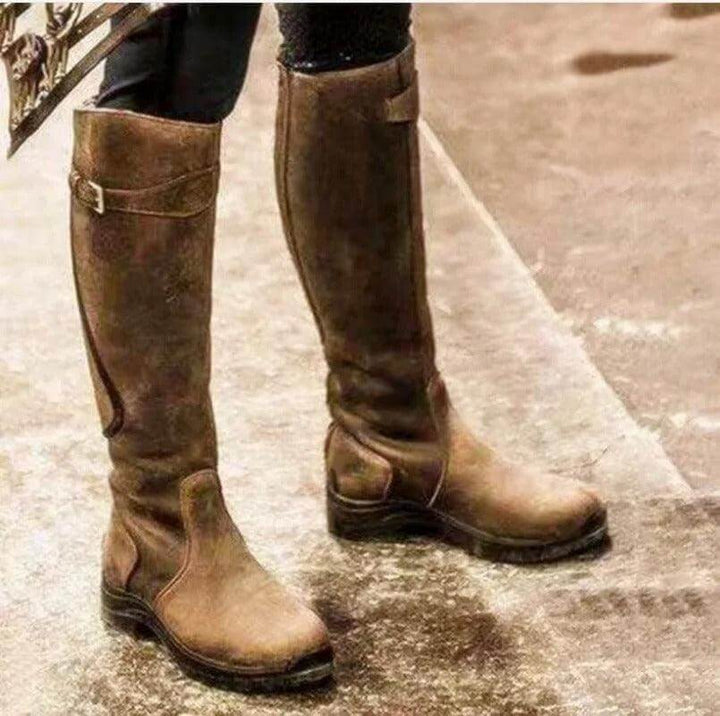 Botas altas para mujer con tacón bajo y ancho
