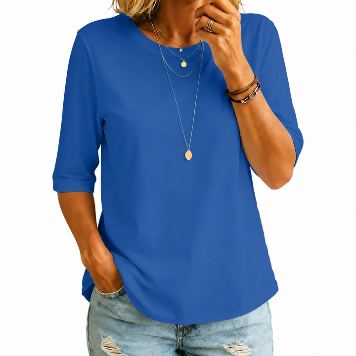 T-shirt Femme à Manches Courtes Col Rond et Coupe Confort