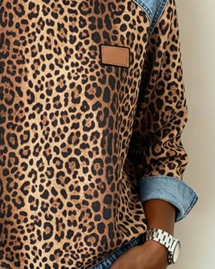 Sweatshirt Patchwork Léopard pour femme